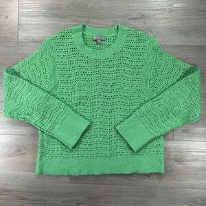 J. Crew Size Large Green Pointelle Crewneck Sweater Beach